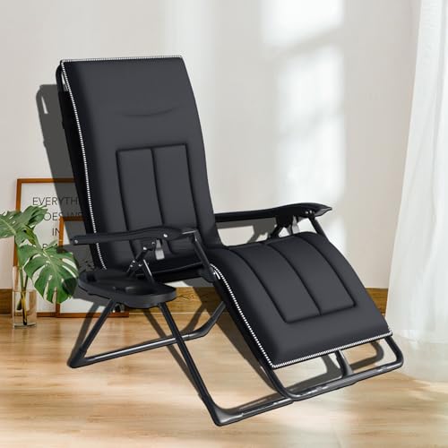 DELONGKE Gravedad Cero Tumbonas Jardin Exterior Plegable,Sillas Acolchadas Reclinables o Hamacas para Playa, Terraza y Camping,Plegable, Ahorra Espacio. (1, Rayas Negras)