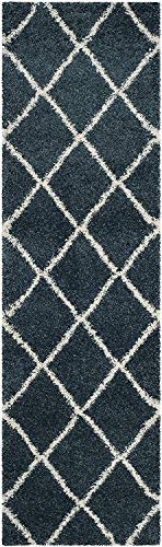 Image of Handwoven Microfibre 3D Rug for Living Room (Slate Blue & Ivory, 2 X 8 Feet (Runner), Microfibre)
