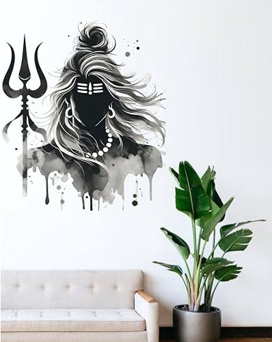 Image of Shiva Wall Sticker - 42X42 cm, Peel and Stick Modern Lord Shiva Vinyl Decal, Spiritual Hindu God Decor for Home & Meditation Spaces (Pack of 1)
