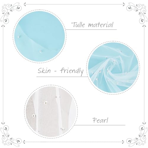 NICENEEDED Wedding Bridal Shawl, White Faux Pearl Cloaks, Soft Tulle Capelet Beaded Cover Up, Evening Dress Shawl Prom Party Accessories for Women3