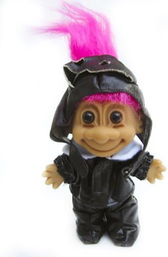 Russ Berrie My Lucky Aviator Bomber Jacket 6" Troll Doll (Dark Pink Hair)