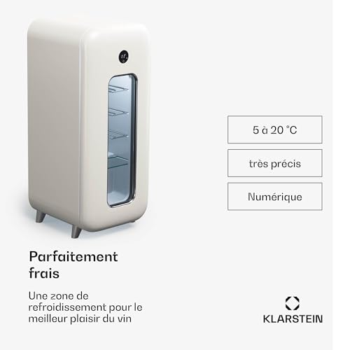 KLARSTEIN Vinoteca para Vinos, Nevera Vino Una Zona, Botellas Vino, Proseco y Cervezas, Vinoteca Pequeña Puerta Cristal para Interior y Exterior, Nevera para Vinos Capacidad 15 Botellas - imagen 3