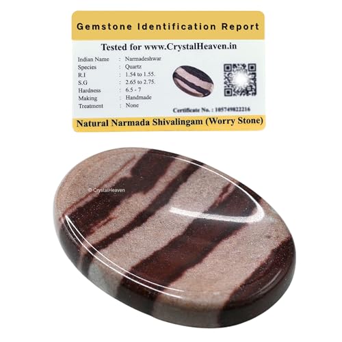 Image of Certified Shiva Lingam Narmada Crystal Thumb Worry Pebbles Stones for Anxiety Stress Relief Massage - AAA Grade Original Healing Gemstone Agate Rubbing Stone for Yoga Meditation Spiritual Reiki Feng Shui