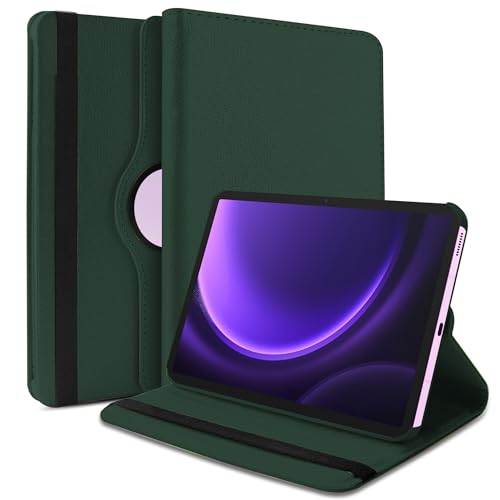 Image of TGK Rotating Cover for Samsung Galaxy Tab S9 FE 10.9 inch Tablet 360 Degree Rotating Leather Flip Case (Dark Green)