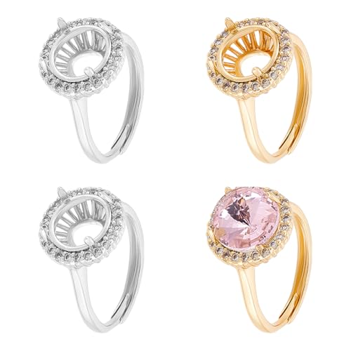 Bague vierge oxyde de zirconium 18 mm avec support réglable à 4 griffes DIY