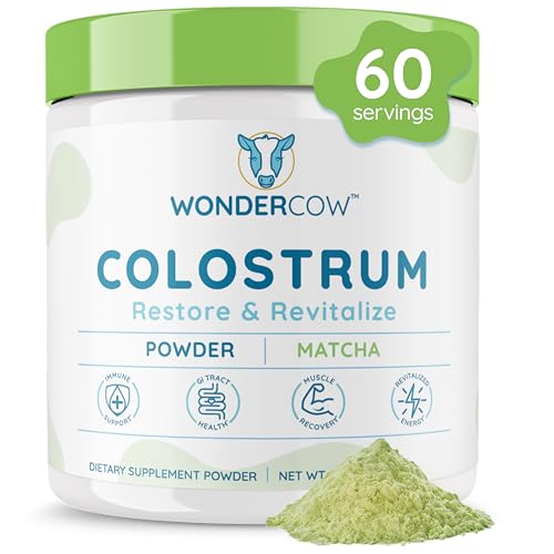 WONDERCOW-Colostrum-Supplement-Powder-for-Gut-Health-Immune-Support-Muscle-Recovery-Wellness-Natural-IgG-Pure-Whole-Bovine-Colostrum-Superfood-Matcha-60-Servings