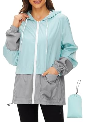 Zando Lightweight Rain Jacket Women Waterproof Raincoat Mint Green XL