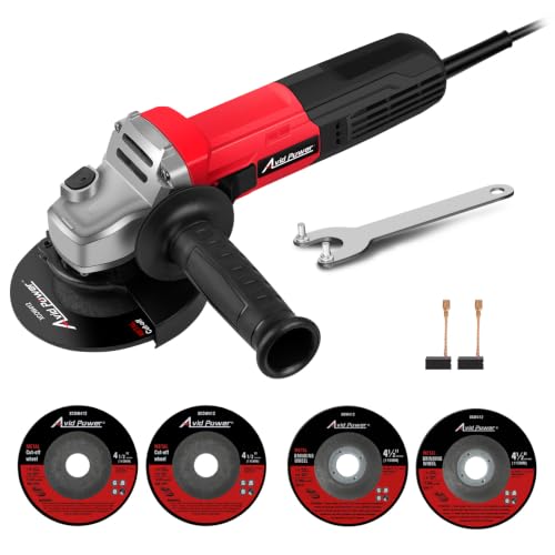 AVID POWER Angle Grinder, 7.5-Amp 4-1/2 inch Electric Grinder Power Tools with Grinding Wheels, Cutting Wheels and Auxiliary Handle for Cutting, Grinding, Polishing and Rust Removal - Red