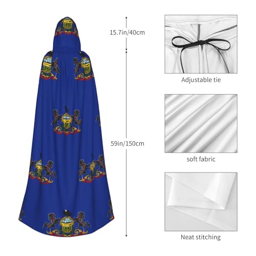Cape à capuche imprimée Pennsylvanie pour costume de chevalier