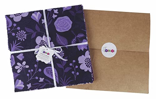 Soimoi Precut 10-inch Florals Prints Cotton Fabric Bundle Quilting Squares Charm Pack DIY Patchwork Sewing Craft- Purple - Image 4