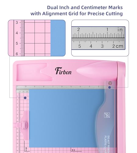 Image of Firbon 12 inch Guillotine Paper Cutter, Heavy Duty 30-Sheet Capacity Trimmer for Cardstock, Photos, Scrapbooking, Office, Classroom, Studio (Pink)