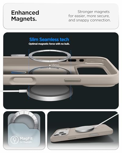 Image of Spigen Silicone Fit MagFit Back Cover Case Compatible with iPhone 17 Pro (Silicone | Stone)