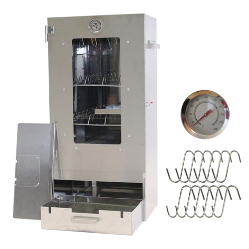 Eurocatch Forno affumicatore con disco - Pesce e carne - Legno/Gas/Elettrico - Durevole - Con finestra - Termometro - Gancio per affumicatura Griglia per pesci