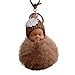 XXYsm Schlüsselanhänger Elegant Weich Keychain Handtaschenanhänger Dekor Niedlichen Plüsch Ball PomPom Schlafen Puppe Khaki