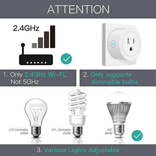 Moesgo WP-USD-NEW Smart Wifi Power Dimmer Plug, 2.4 Ghz Wifi Brightness Adjust Timer Socket For Dimmable Cfl thumb #1