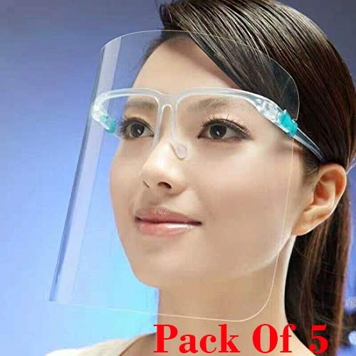 5 PACK FULL FACE COVERING SHIELD CLEAR ANTI-FOG GLASSES SAFETY PROTECTION VISOR GUARD NEW