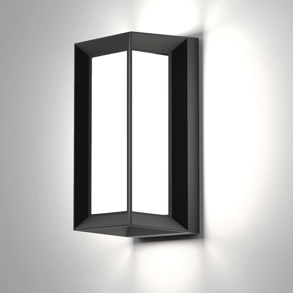 porch lights outdoor wall sconce, 24w 2400lm 5000k modern led porch & patio lights, aluminum exterior light fixture matt black ip65 waterproof for hallway house backyard garage lighting.