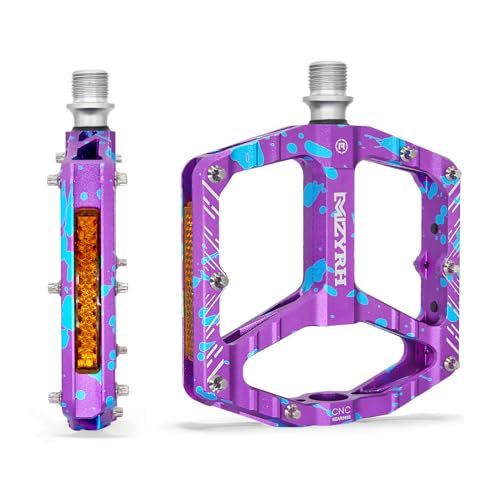 MZYRH Mountain Bike Pedals MTB Pedals,9/16" Non-Slip Lightweight Aluminum Alloy Bicycle Pedals for Road Mountain BMX MTB (Camouflage Purple)