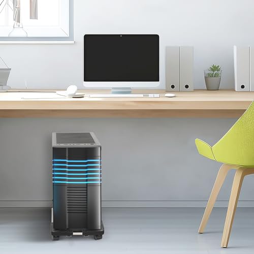 حامل وحدة معالجة مركزية محمول من ليترتون، حامل برج كمبيوتر قابل للتعديل مع 4 عجلات يناسب معظم أجهزة الكمبيوتر (أسود)