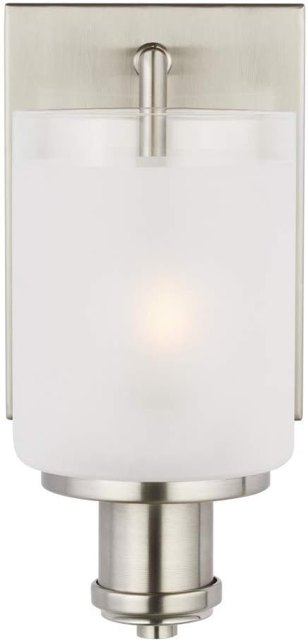 Generation Lighting 1-Light Norwood Traditional Bath Fixture Wall Lamp Brushed Nickel 4139801-962 | Bathroom Light Fixture for Home Decor | Wall Sconce Vanity Light Fixture and Bathroom Accessory