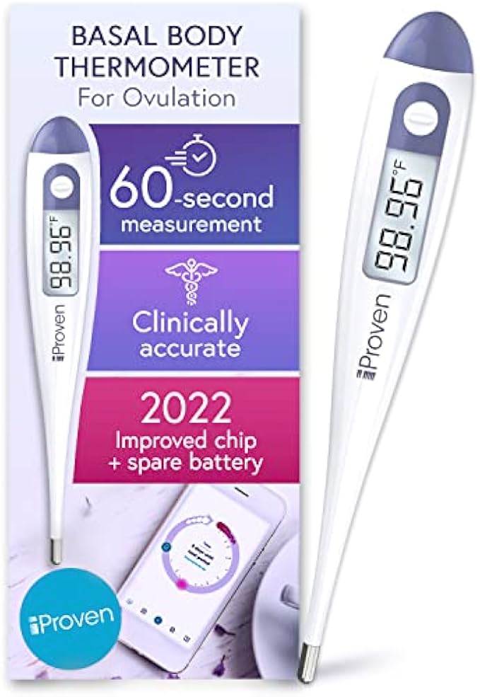 Digital Basal Body Thermometer, 1/100th Degree High Precision, Quick 60-Sec Reading, Memory Recall, Accurate BBT Thermometer for Natural Ovulation Tracking by iProven