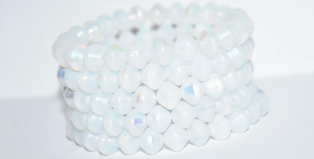 150p Pressed Beads, Opal White Vitex (01000-VITEX), Glass, Czech Republic ~ Stranded (8 x 7 mm)