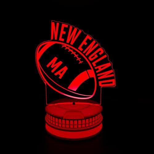 Image of CLORURBANLIVE 3D Football New England Night Light 3D Illusion Lamp with Remote Control 16 Color Options Sports Decor Lighting for Fans - Multicoloured OneSize