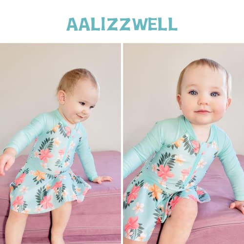 Newborn Baby Girls Swimsuit One Piece Skirted Bathing Suit With Snaps Swim Dress Beach Wear Nb Floral Cyan #TOP2