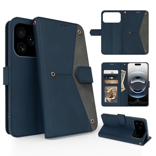MIIFUBOO iPhone 18 Pro/17 Pro �p �P�[�X �蒠�^ �J�[�h���[ �ϏՌ�,�u���[ | ���z�^ ���G�背�U�[ �S�ʕی� ���u���X�^���h �}�O�l�b�g���� �w��h�~ �ϖ��C