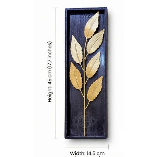 Image of DSH Leaf Wall Art Panels Modern Rustic Home Decor Wall Hanging Sculpture for Living Room, Bedroom & Office (45X15 CM) Decoration Item (Titan Leaf, 1 Frame)