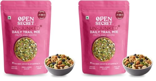 Image of Open Secret Trail Mix | 200gm, 7 Superfood in 1 Mix | Dry Fruits Mixed pack, Mixed Dry Fruits, Mix Dry Fruits, Mixed Nuts, Contains Cashews, Almonds, Pista & more Healthy Snacks (Pack of 2)