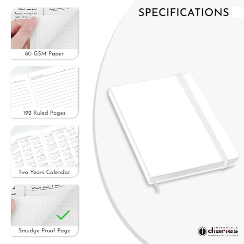 Image of Jhingalala Diaries - Hardbound Leather Cover Pocket Size Corporate Executive Diary Notebook I Pocket Diary For Men and Women I A6 Size I 80gsm Paper I 192 Ruled Pages (White)
