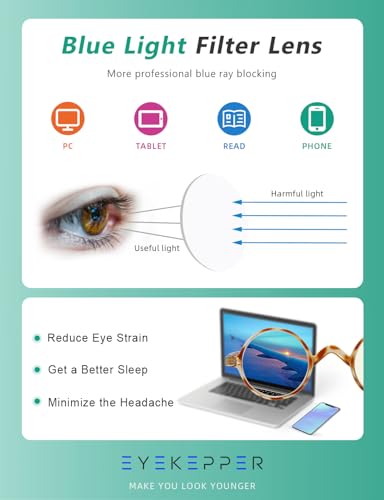 Image of Eyekepper Reading Glasses for Women Men, Blue Light Readers Round | Womens Circle Computer Cheaters, Mens Ladies UV /Bluelight Blocking Reader Eyeglasses,All-Day Comfort Spring Hinges for Screen