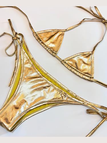 [SENMHS] レザー ビキニ セット セクシー 光沢 ランジェリー レディース PU素材 ハイレグ ひもデザイン ボンデージ風 誘惑下着 コスプレ衣装 撮影 ダンス衣装 エロかわいい 勝負インナー フェティッシュ - 画像4