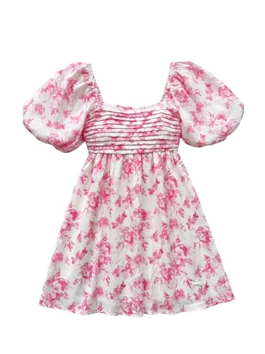 Image of Floerns Women's Floral Dress Puff Sleeve Dress Square Neck Summer Vacation Picnic Mini Dresses