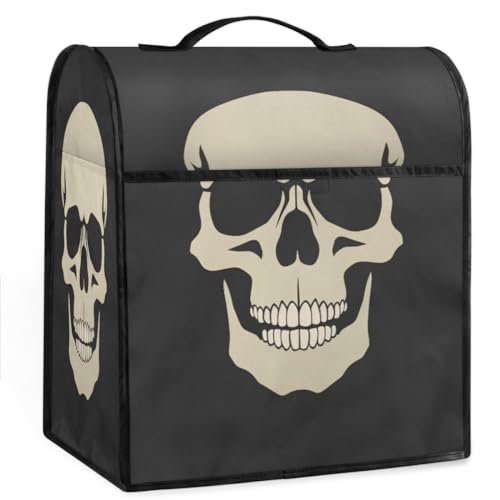 Coffee Maker Cover Skull Black Kitchen Appliance Covers Small Appliance Covers Blender Cover Juicer Cover Dust Covers for Kitchen Appliances with Top Handle and Pockets,Washable,B93