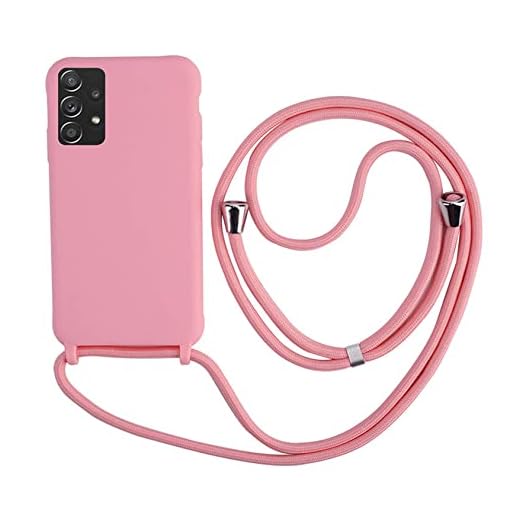 MEIVS Funda Compatible con Samsung Galaxy A32 4G, Ajustable Collar Correa de Cuello CordónCarcasa de Silicona-Rosa