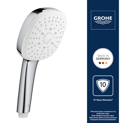 Image of Grohe Tempesta Cube 110 Hand Shower For Bathroom| 3 Modes | 4.3 Inches Wide Spray surface| Water Saving Feature| Perfect Spray Pattern & Easy To Clean|10 Years Warranty | Chrome Finish| 27572003