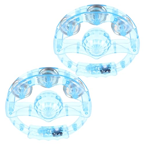Generic 2Pcs LED Flashing Tambourines Handheld Musical Instruments with Vibrant Lights for Parties Events Ktv and Dance Durable Design for Crisp Sound and Fun
