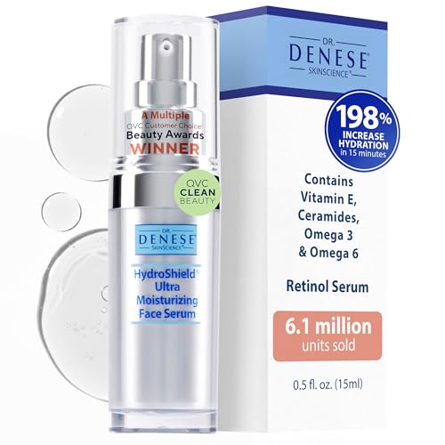 Dr. Denese SkinScience HydroShield Retinol Serum for Face 0.5 oz Travel Size – Dermatologist Tested Hydrating Serum, Contains Retinol and Ceramides for Deep Moisture - Cruelty Free