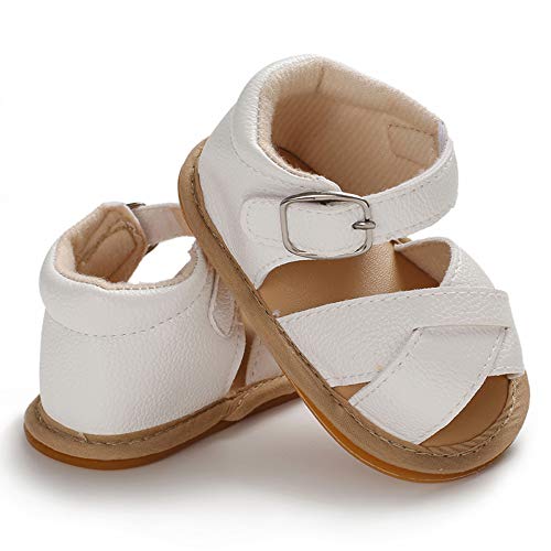 Sofmuo Baby Girls Boys Sandals Premium Soft Anti-Slip Rubber Sole Infant Summer Outdoor Shoes Toddler First Walkers (0-6 Months M Us Infant, A-White) #TOP5