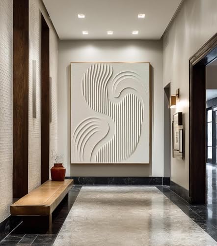 Tableau texturé beige Wabi Sabi haut de gamme TONGYINLI - Art mural d'exception 80x120 cm