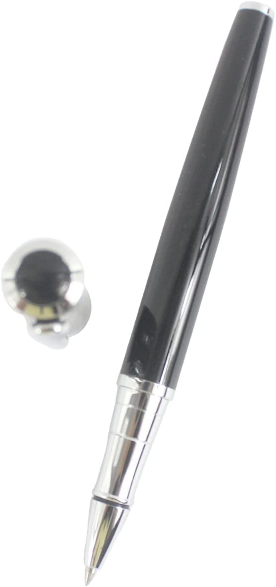 Stifte, Gelschreiber, Kugelschreiber, Metall-Tintenroller, silberner Clip, Stahl (Farbe: Schwarz)