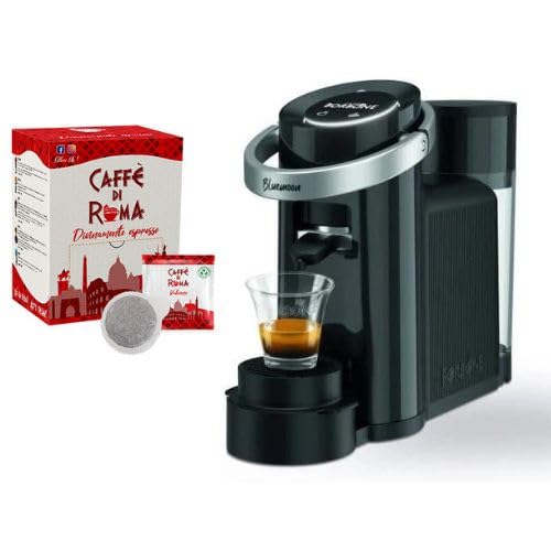 CAFFE' DI ROMA Macchina Caffè Borbone BlueMoon NERA a Cialde Ese 44 mm. + 50 Cialde Miscela Rossa Vulcano -