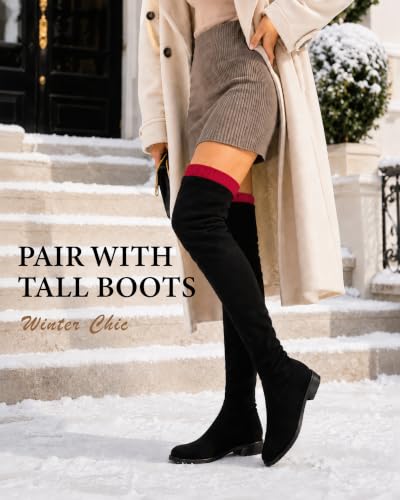 Image of Pcavin Thigh High Socks for Women, Long Cable Knit Over Knee Boot Stockings
