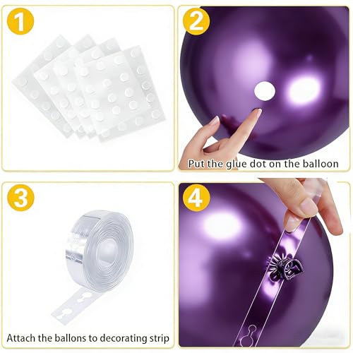 Image of Green and Purple Balloons, 70pcs Light Green Purple Black Balloons with Confetti for Birthday Party Supply