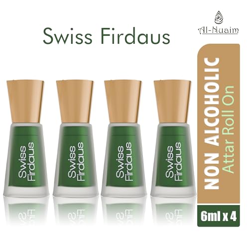 Image of Al-Nuaim Swiss Firdaus Attar Roll On - 6ml (Pack Of 4) |Luxury Scent with Long Lasting Fragrance Men