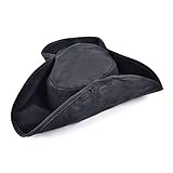 Bristol Novelty BH358 Piratenhut, Gealtert, Schwarz Pirate Hat Distressed Black, Unisex-Adult, One Size Halloween