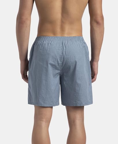Image of Jockey 1222 Men Super Combed Mercerized Cotton Woven Checkered Boxer Shorts with Back Pocket (Pack of 2, Colors & Prints May Vary)