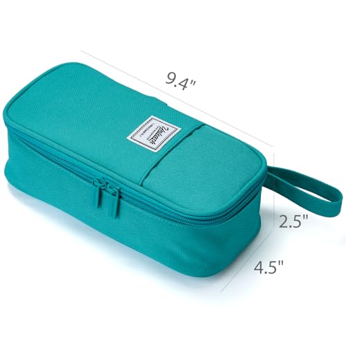 Image of SPACEMATE Pencil Case Pouch Box Bag School Supplies Girls Boys Kids, Cute Preppy Stuff Large Big Capacity Aesthetic Pen Organizer, Back to College Stationary, Teal, Classic Stlye, 1800ml